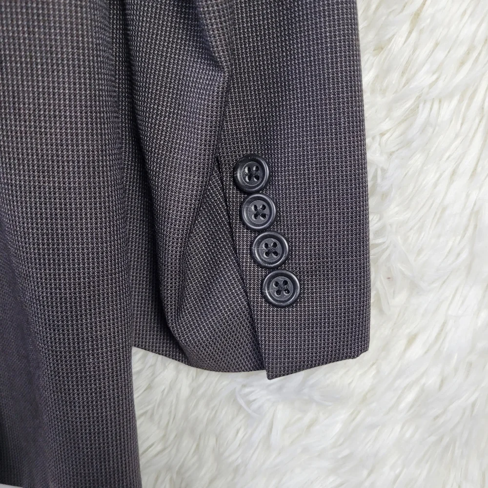 42L Burberry London Dark Brown Houndstooth Wool Blazer‎ Luxury Y2K 90s